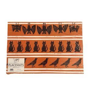 Primitives by Kathy Placemat Pad of 24 Bats Black Cats Crows Halloween NEW